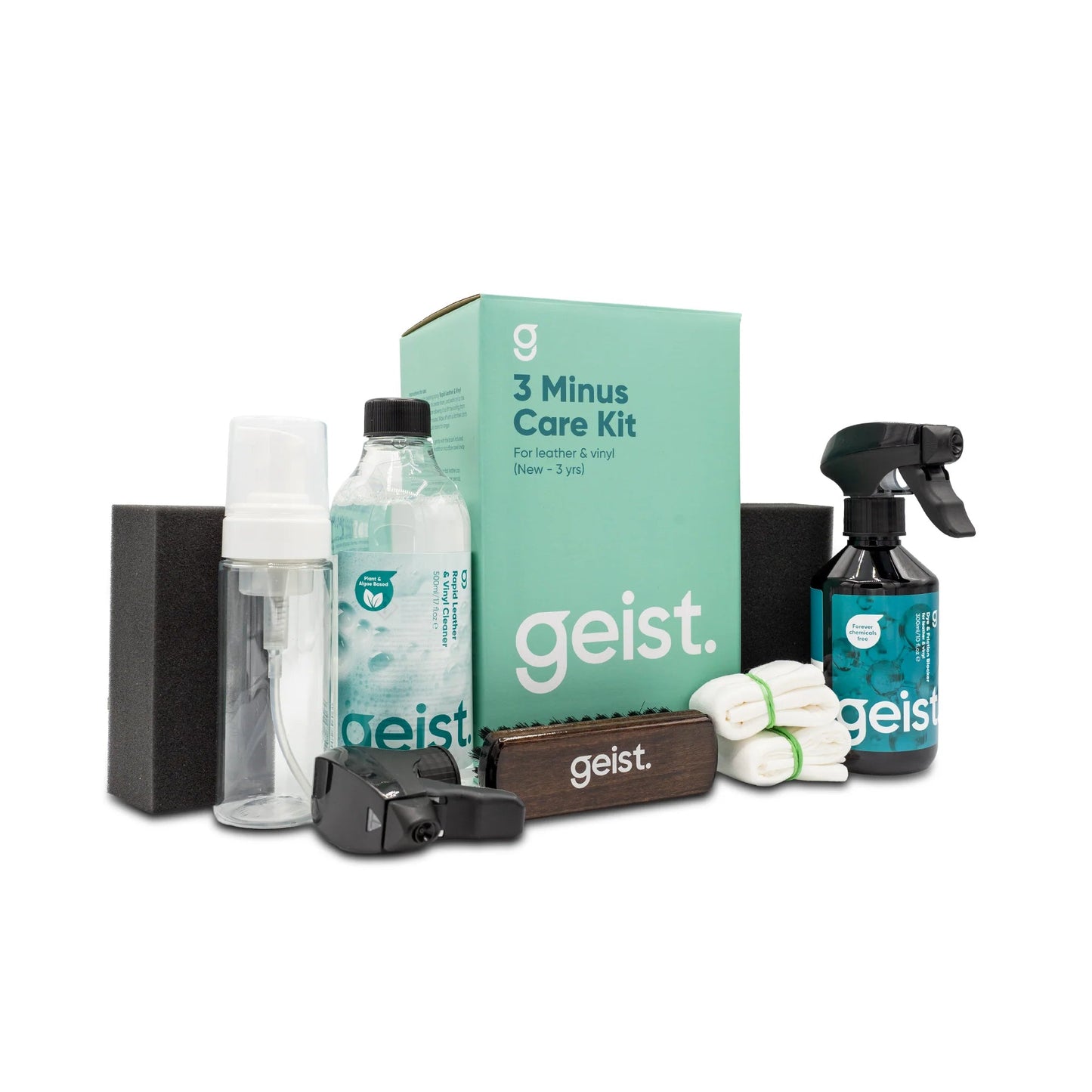 Geist 3 Minus Care Kit for Leather & Vinyl (New Leather 0-3 yrs)-Leather Coating-Geist-3 Minus Care Kit with Foam Dispenser-Detailing Shed