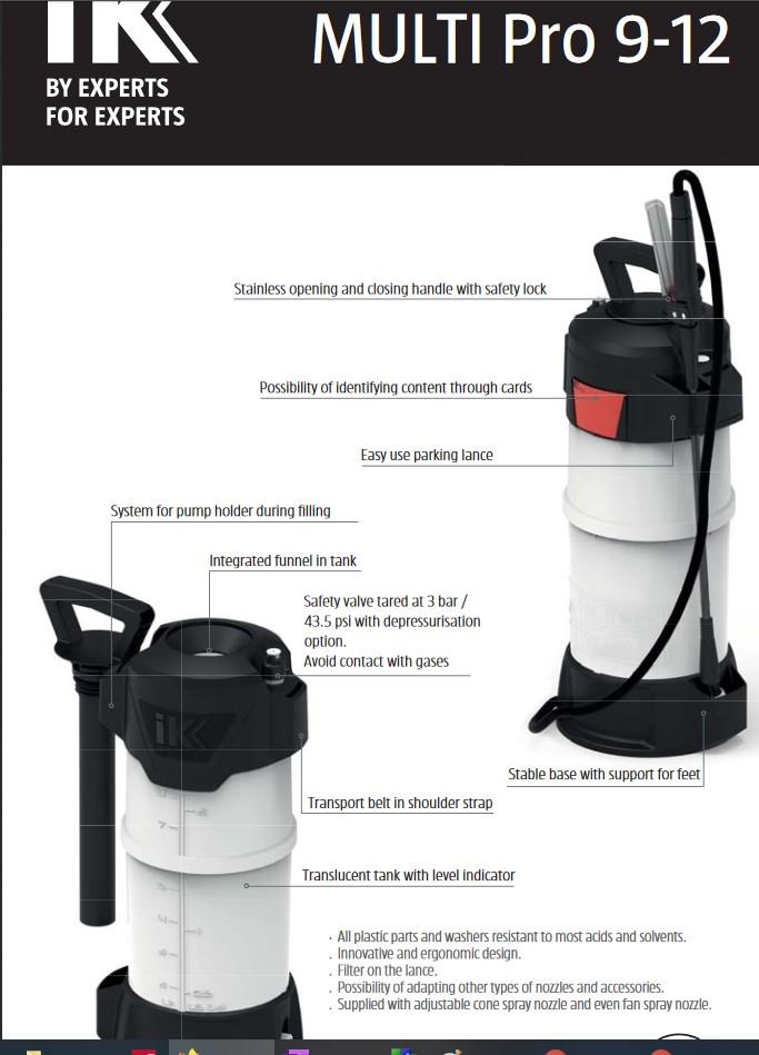 IK Multi Pro 12 Acid Resistant Sprayer-Multi Sprayer-GOIZPER GROUP IK SPRAYERS-Detailing Shed